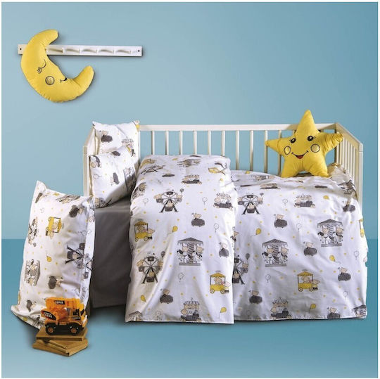 SB Home Luna Park Baby Sheets Set Crib Cotton Gray 120x160cm 3pcs