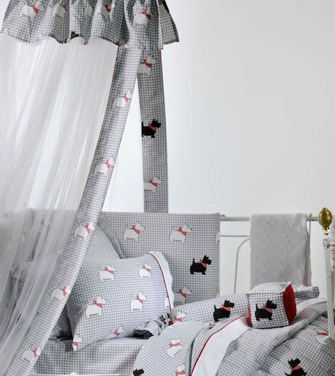 Down Town Home Sateen Dog Baby Sheets Set Cradle Cotton Satin Gray 75x125cm 3pcs