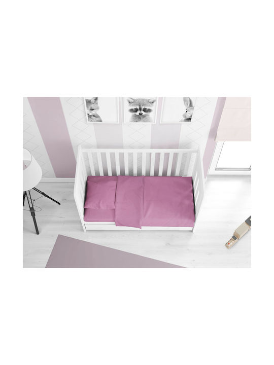 Dimcol Solid Baby Sheets Set Crib Cotton Lilac 120x160cm 3pcs