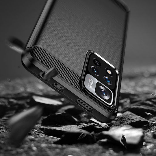 Techsuit Carbon Umschlag Rückseite Silikon Schwarz (Redmi Note 11 Pro+ 5G)