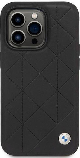 BMW Leather Quilted Back Cover Δερματίνης / Πλαστικό Μαύρο (iPhone 14 Pro)