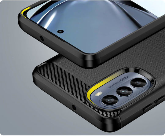 Hurtel Carbon Задна корица Силикон Черен (Moto G62 5G)