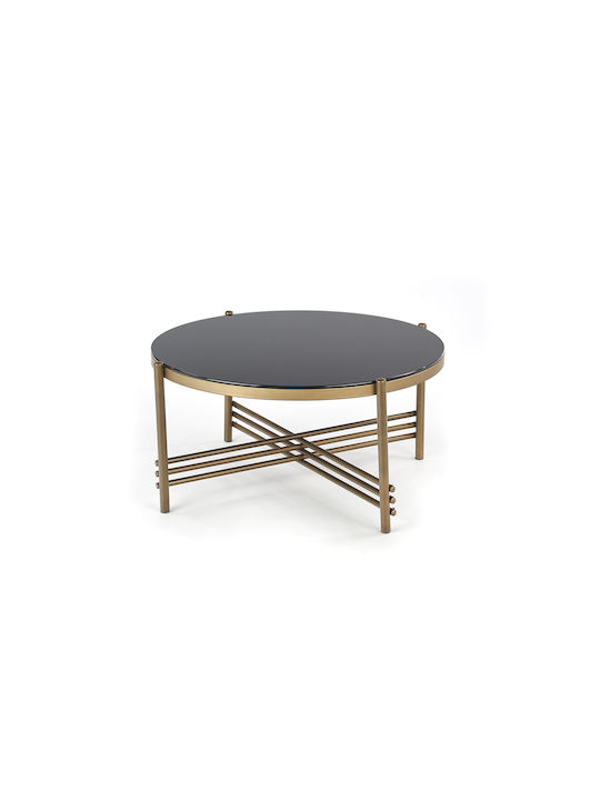 Ismena Round Glass Coffee Table Black / Gold L80xW80xH41cm