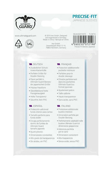 Ultimate Guard Precise Fit Yu-Gi-Oh Inner Sleeve Japanese Size 100τμχ Clear