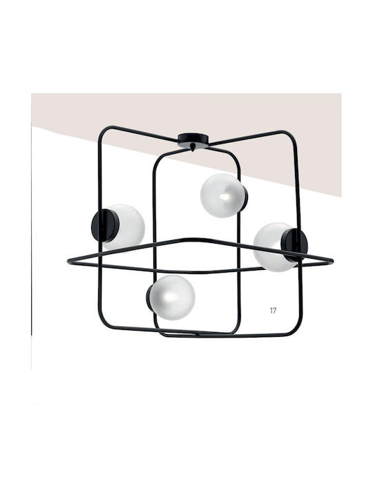 Luma Pendant Chandelier Grid for 4 Bulbs E27 Black