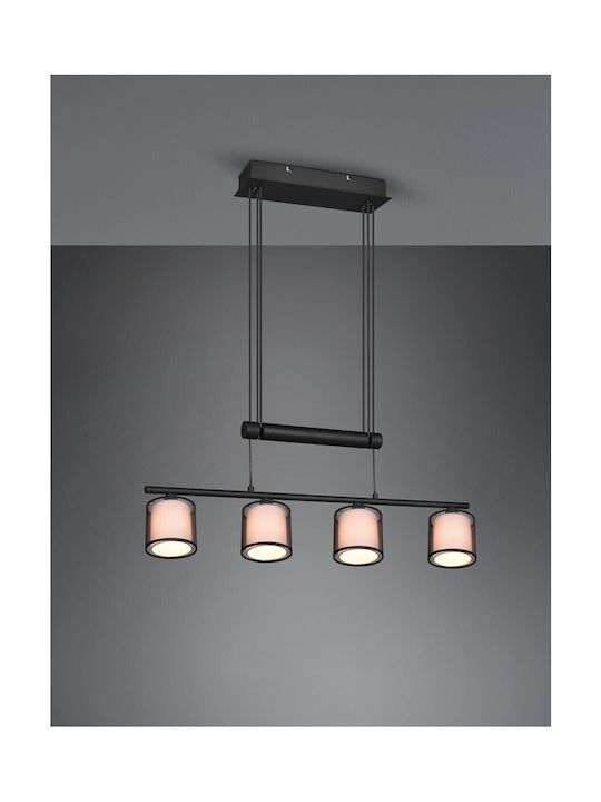 Trio Lighting Burton Μοντέρνο Κρεμαστό Φωτιστικό Πολύφωτο Ράγα για 4 Λαμπτήρες E14 σε Μαύρο Χρώμα