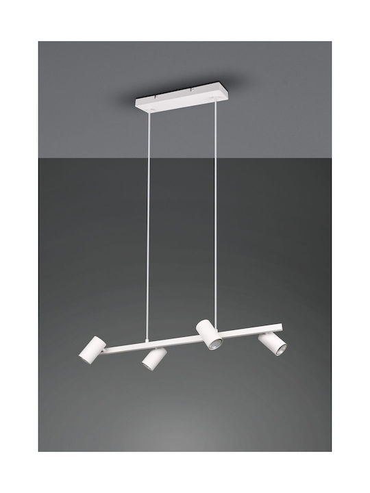 Trio Lighting Retro Marley Suspendat Candelabru Calea ferată pentru 4 Becuri GU10 Alb