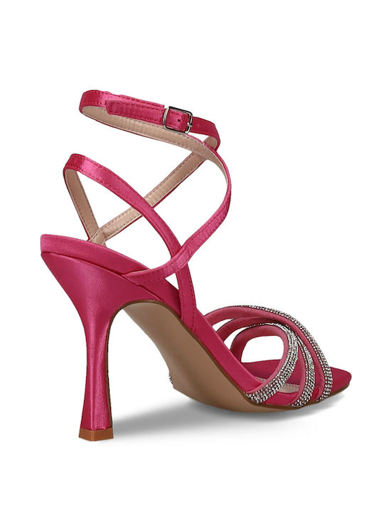 Stoff Damen Sandalen in Fuchsie Farbe