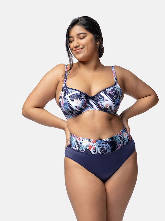 Monaco Bikini Slip Hohe Taille Blau