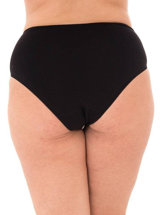 Cotton high waisted panties with lace - Black