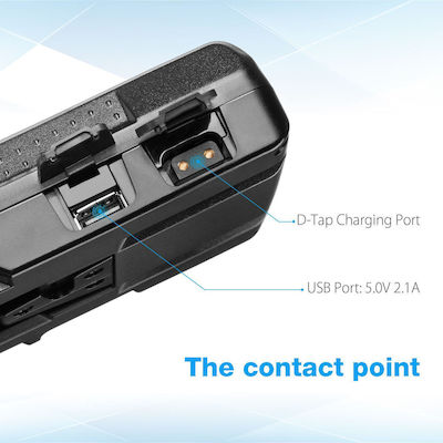 Powerextra Single Battery Charger Universal Compatibility Mount /V-Lock Battery with D-tap Output Charger and D-Tap Cable