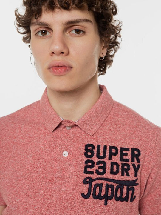 Superdry Vintage Superstate Ανδρικό T-shirt Polo Ροζ