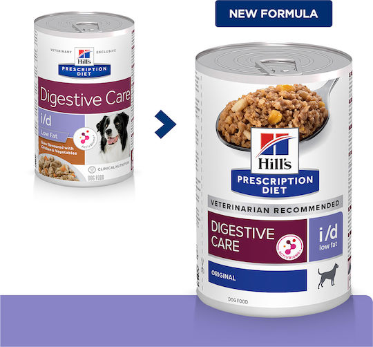 Hill's Prescription Diet i/d Digestive Care Low Fat Original Wet Food Dogs in Cans Diet with Turkey, Rice and Pork 360gr 55040305