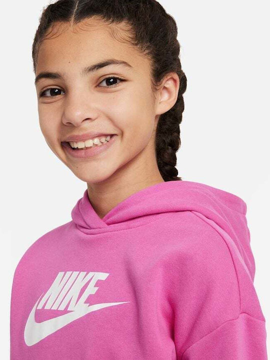 Παιδικό Φούτερ Cropped με Κουκούλα Φούξια Sportswear Club