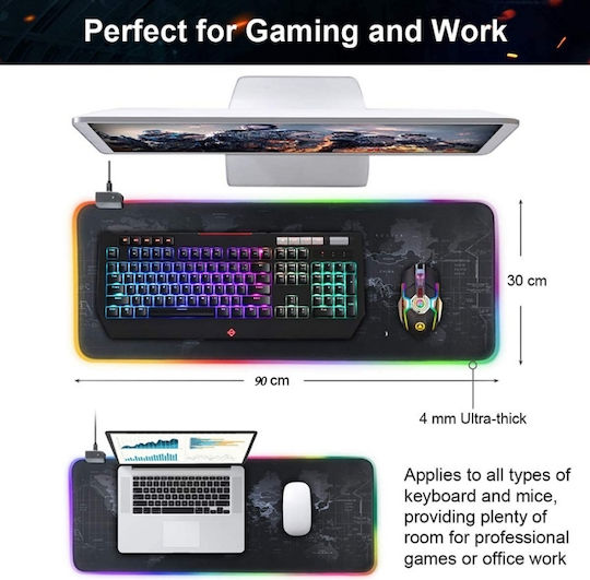 GMS-WT-5 Gaming Mauspad XXL (900mm) mit RGB-Beleuchtung via USB Rotes