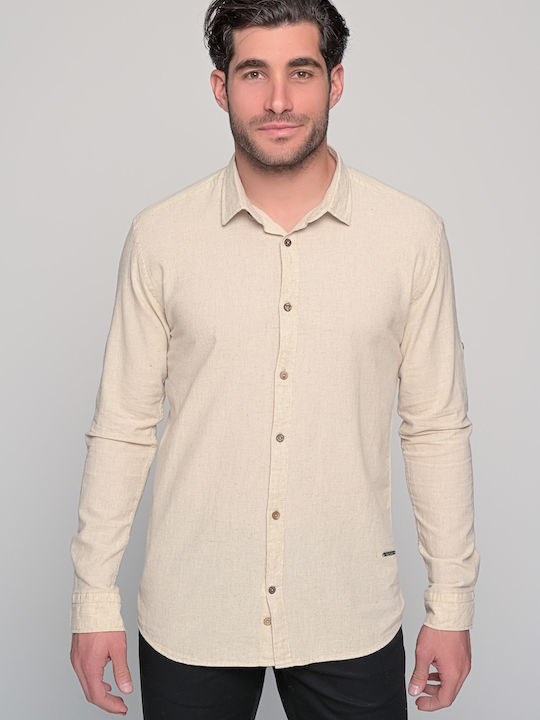 Ben Tailor Island 0728 Men's Shirt Long Sleeve Linen Beige BENT.0728