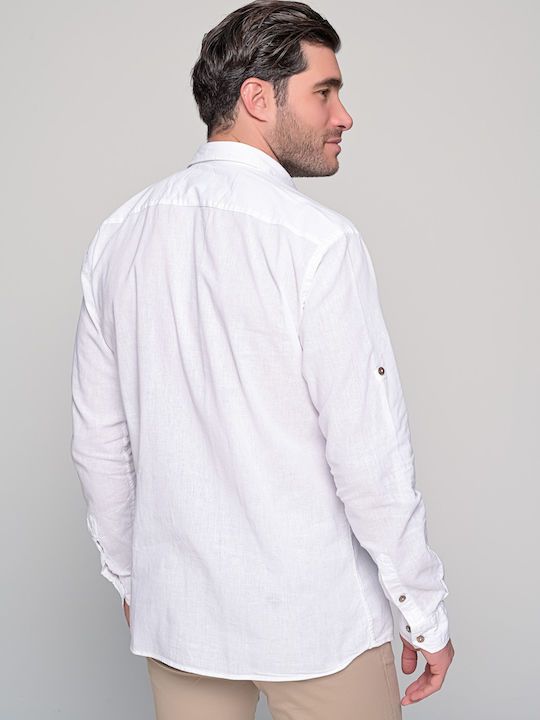 Ben Tailor Island 0728 Men's Shirt Long Sleeve Linen White BENT.0728