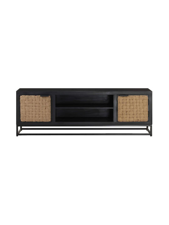TV Stand from Metal & Solid Wood Black L120xW30xH40cm