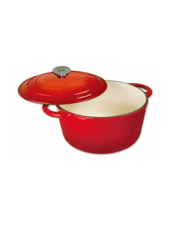KING Hoff Deep Pot made of Cast Iron 2.4lt / 21cm Red