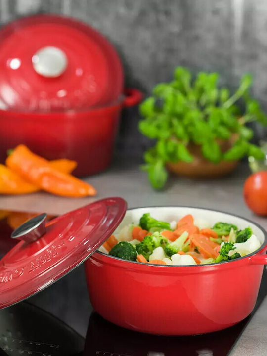 KING Hoff Deep Pot made of Cast Iron 2.4lt / 21cm Red