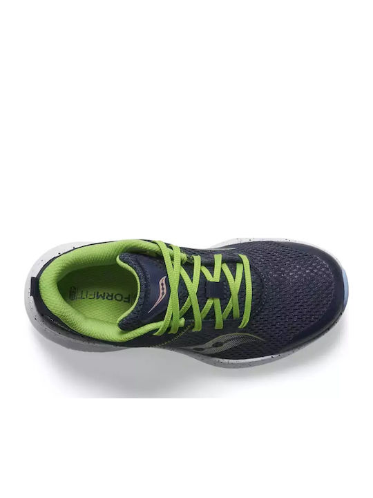 Kinvara 14 Kids Sports Shoes Running with Laces Navy Blue / Classic Green