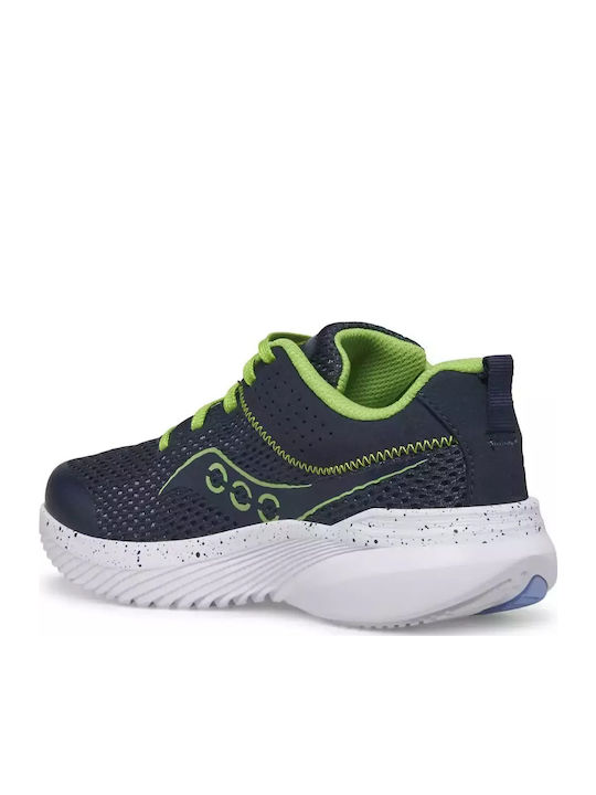 Kinvara 14 Kids Sports Shoes Running with Laces Navy Blue / Classic Green
