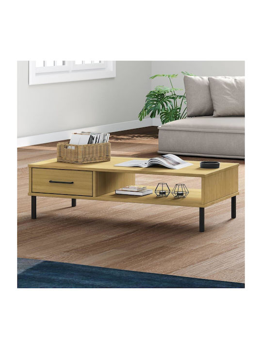 Rectangular Coffee Table Oslo from Solid Wood Beige L100xW55xH29cm.