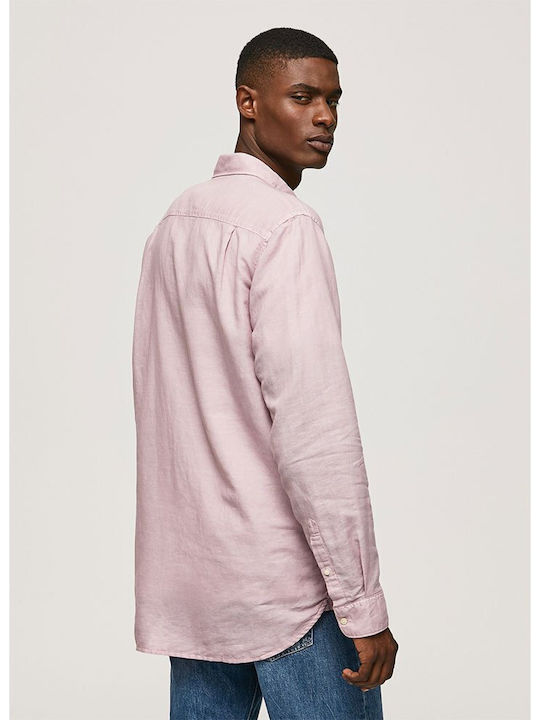 Pepe Jeans Parker Long Ανδρικό Πουκάμισο με Κανονική Γραμμή Μακρυμάνικo Bleach Pink