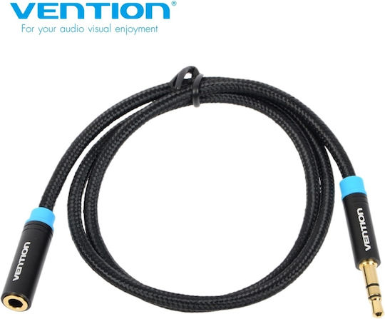 Vention 3.5mm Male - 3.5mm Female Audio Cable Black 5m with Gold Plated Terminals VAB-B06-B500-M