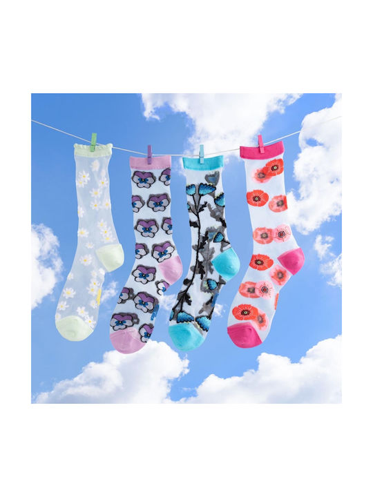 Fun polyester socks Coucou Suzette Sheer Pink Pansy EU:35-40