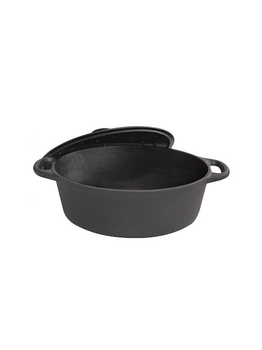 KING Hoff Oval Cast Iron Dutch Oven Black 33x22cm