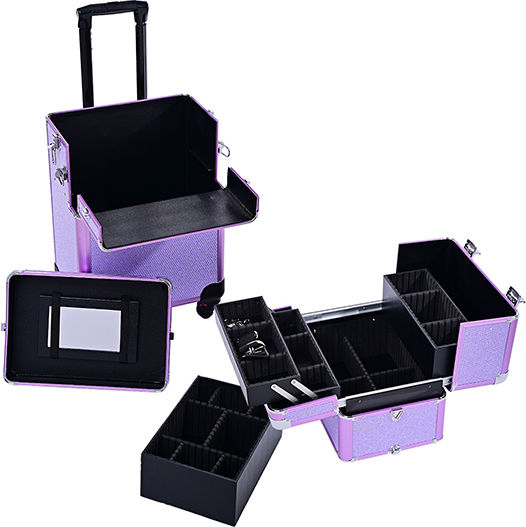 Foxy HC0008W13 Metallic Cosmetic Case Wheeled Purple H80xW36xD25cm