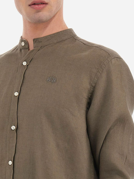 Long-sleeved Linen Shirt Khaki