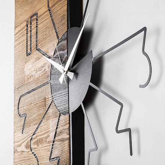 Wallity 3D Ρολόι Τοίχου Ξύλινο Καφέ Ø58cm