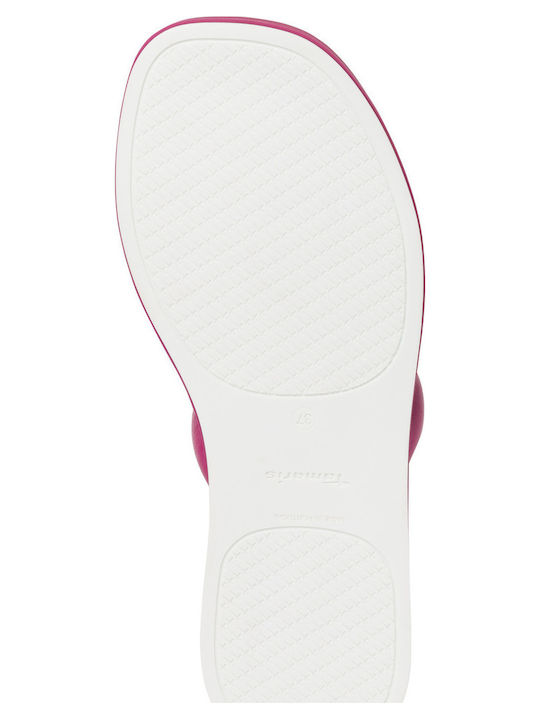 Leder Flache Sandalen für Damen in Fuchsie Farbe