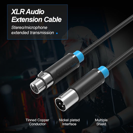 Vention Cable XLR male - XLR female Μαύρο 5m (BBFBJ)