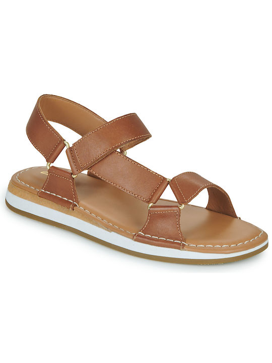 Clarks Craftsun Leder Damen Flache Sandalen Sportlich in Braun Farbe