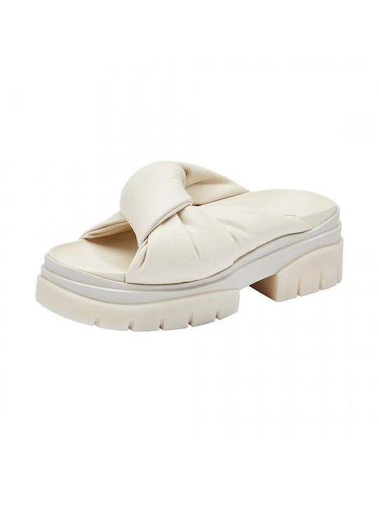Ash Shilo Leder Damen Flache Sandalen in Weiß Farbe