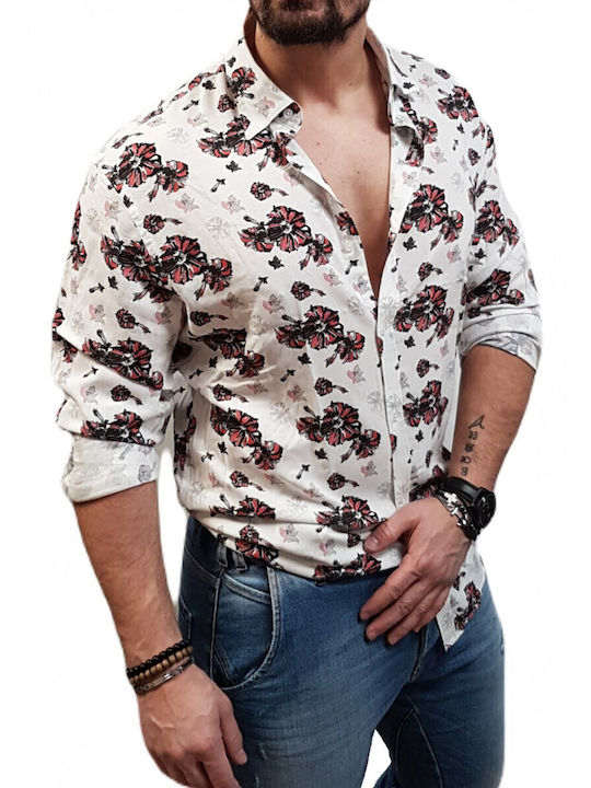 Long-sleeved Shirt Floral White