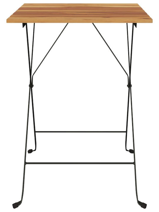 Auxiliary Garden Table for Small Outdoor Spaces Teak with Metal Frame 55x54x71cm