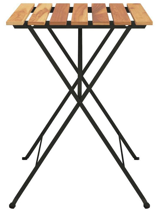 Auxiliary Garden Table for Small Outdoor Spaces Teak with Metal Frame 55x54x71cm