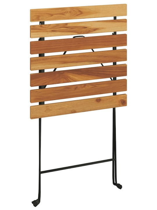 Auxiliary Garden Table for Small Outdoor Spaces Teak with Metal Frame 55x54x71cm