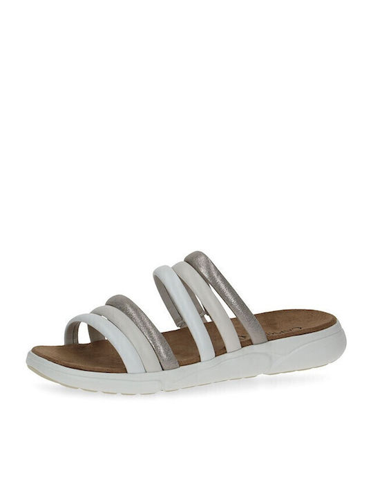 Leder Flache Sandalen für Damen in Beige Farbe