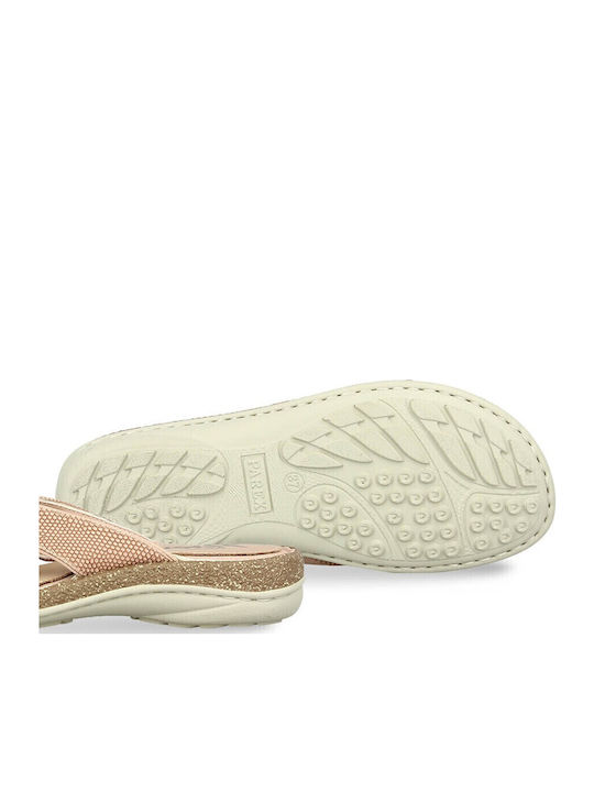 Leather Women's Flat Sandals Anatomic in Pink Color