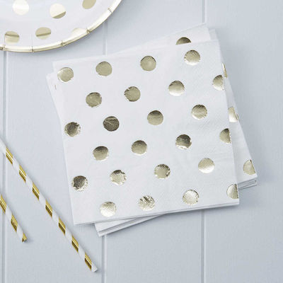 Party Napkins with Gold Polka Dots 33cm PM-907