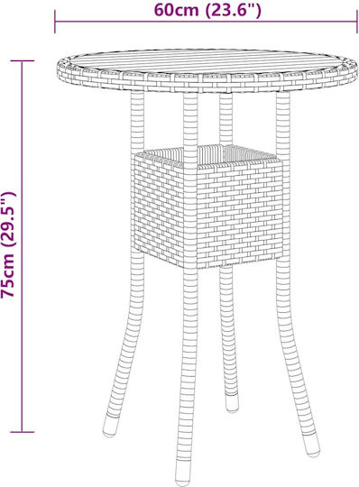 Sitting Room Table for Small Outdoor Spaces 60x60x75cm