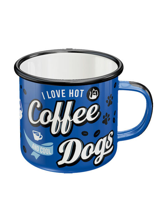 Nostalgic Art PfotenSchild - Hot Coffee & Cool Dogs Mug Enamel Blue 360ml