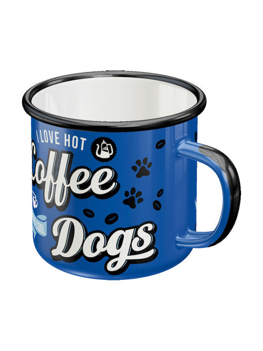 Nostalgic Art PfotenSchild - Hot Coffee & Cool Dogs Mug Enamel Blue 360ml