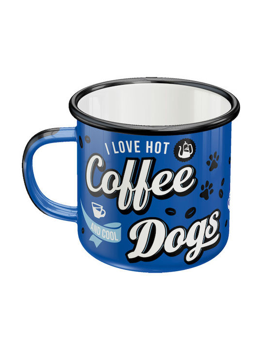 Nostalgic Art PfotenSchild - Hot Coffee & Cool Dogs Mug Enamel Blue 360ml