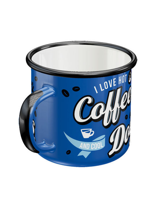 Nostalgic Art PfotenSchild - Hot Coffee & Cool Dogs Mug Enamel Blue 360ml